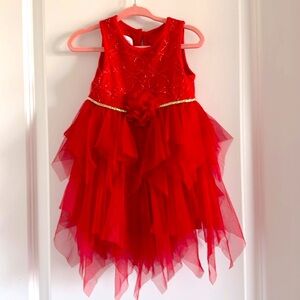 Mia & Mimi Baby Girls Red Tulle Ruffled Dress
